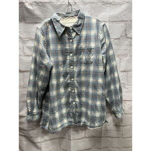 L.L Bean Plaid Sherpa Lined Long Sleeve Shirt Size Medium‎